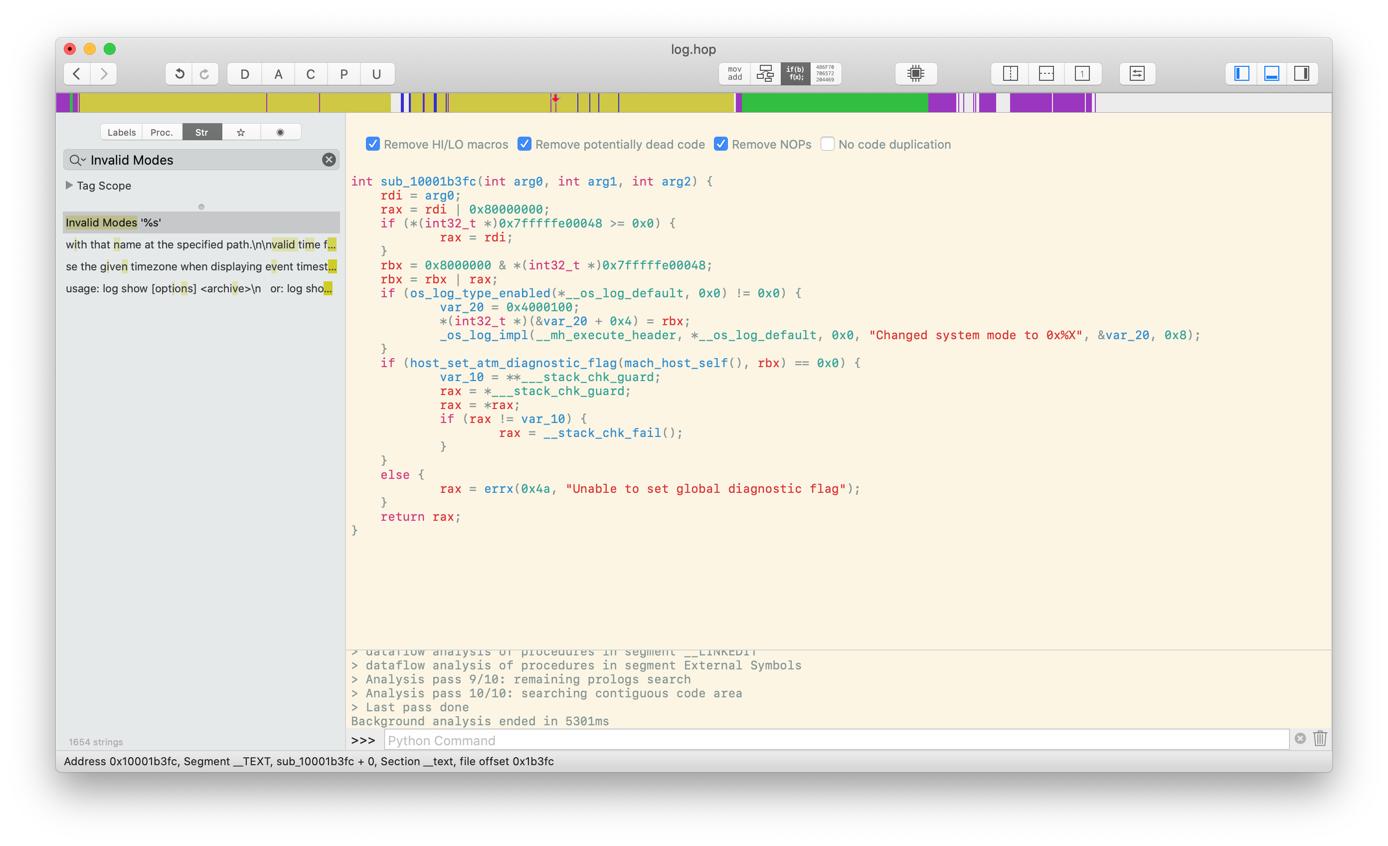 Hopper disassembly of the configuration setter function inside of log